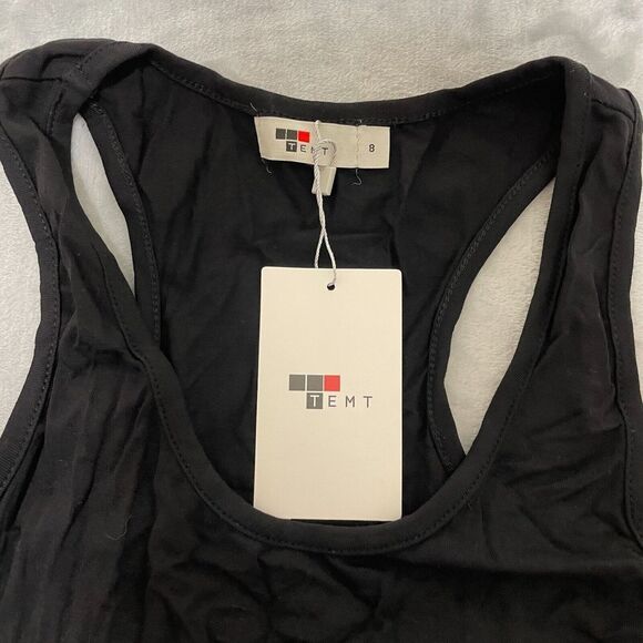 TEMT Dress Small Black Sleeveless U Neck Full Length Solid Rayon Stretch NEW - Picture 2 of 6